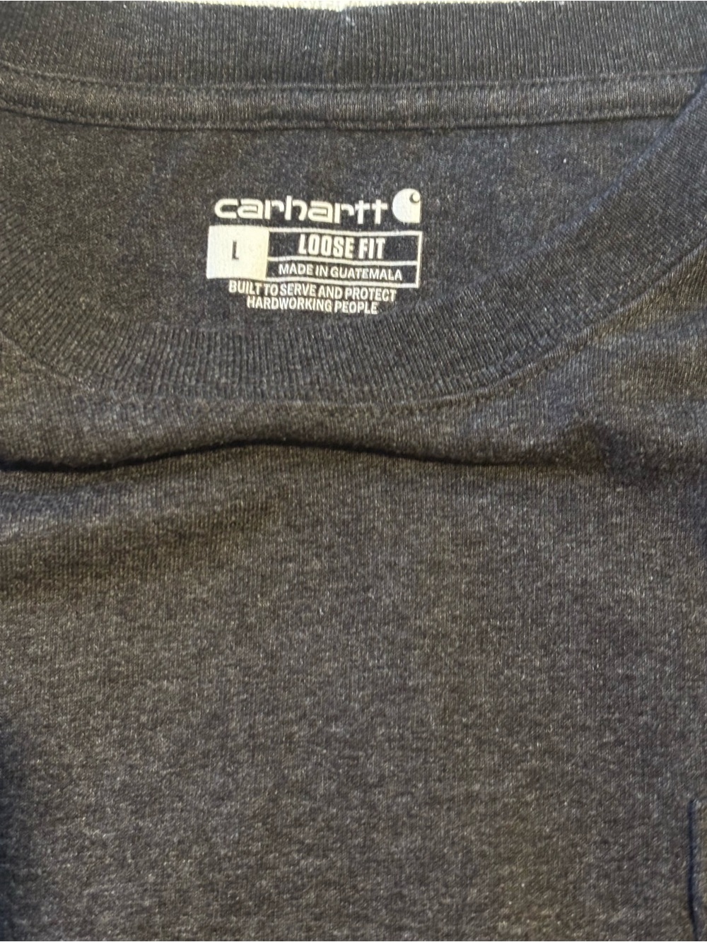 Two Carhartt Men's Long Sleeve Pocket Tee - Charcoal Gray and Maroon - Picture 7 of 8